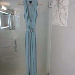 ST JOHN Pastel Blue Long Belted Dress--Size 8--Tall/Very Long